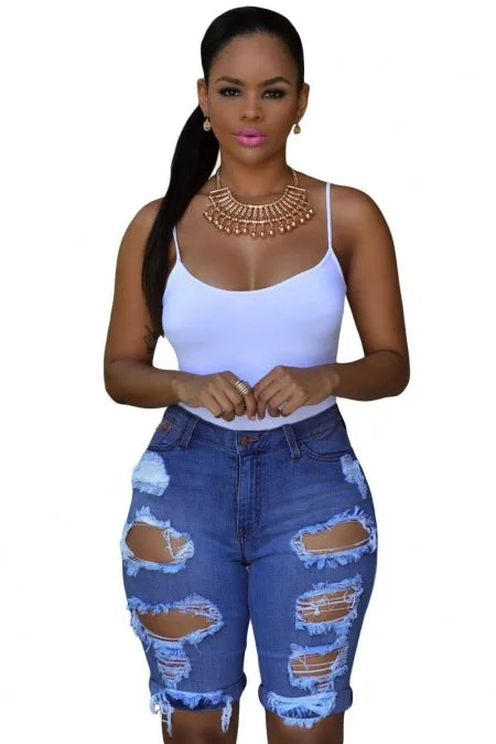 Ripped Denim Shorts
