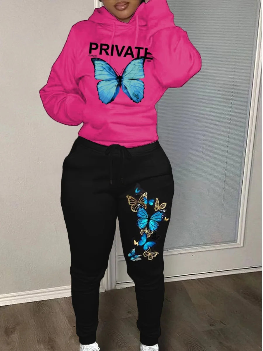 Fashion Hoodie Butterfly Tracksuit