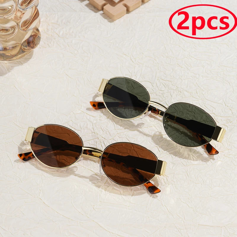 Metal Frame Oval Sunglasses