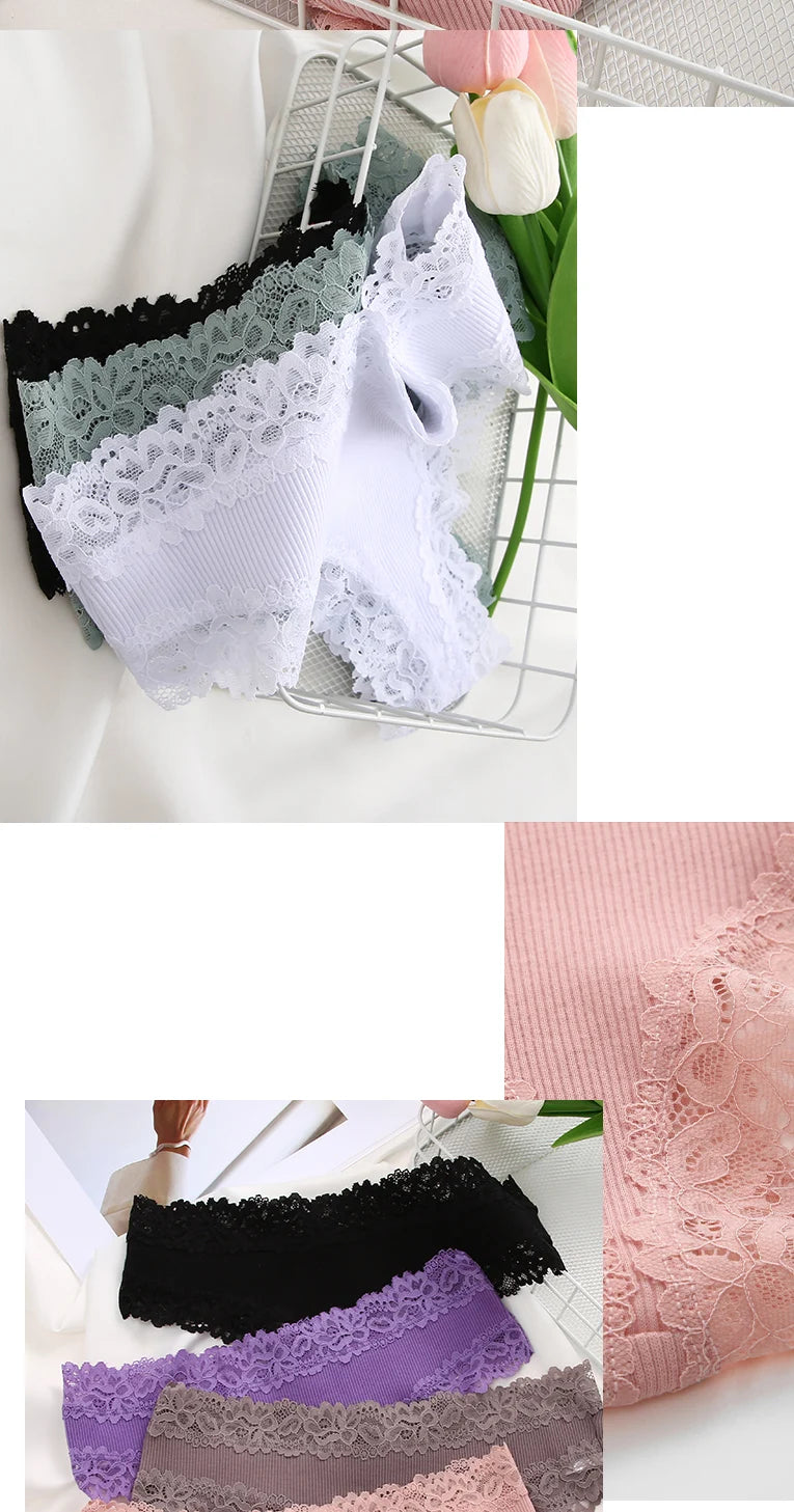 3/5PCS Lace Seamless Cotton Panties