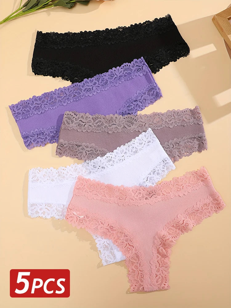 3/5PCS Lace Seamless Cotton Panties