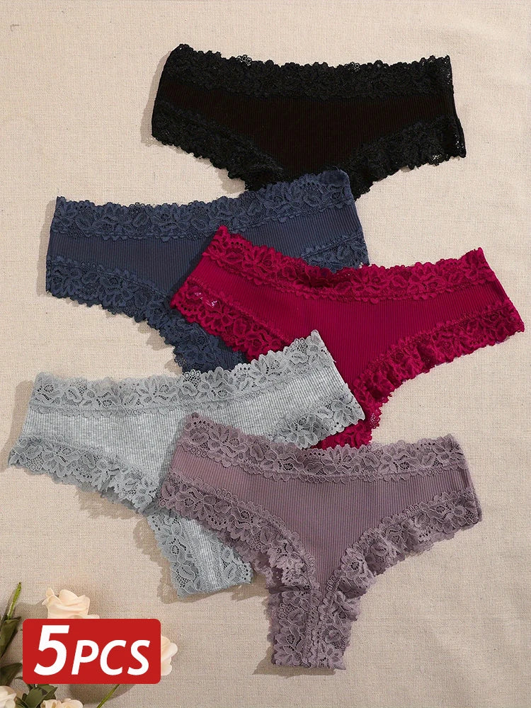 3/5PCS Lace Seamless Cotton Panties