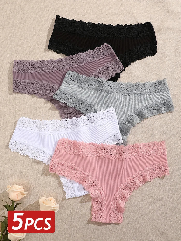 3/5PCS Lace Seamless Cotton Panties