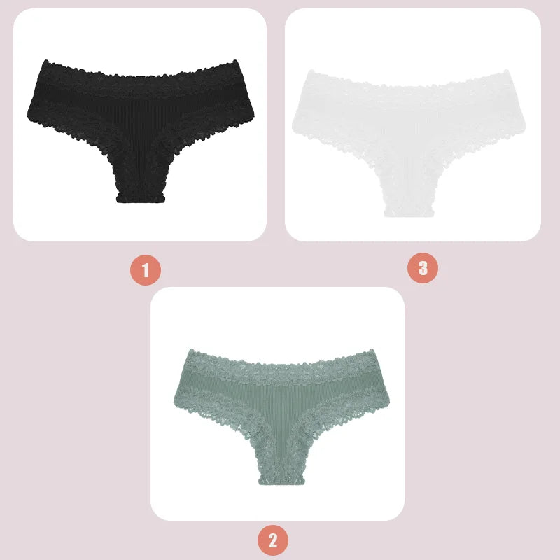 3/5PCS Lace Seamless Cotton Panties