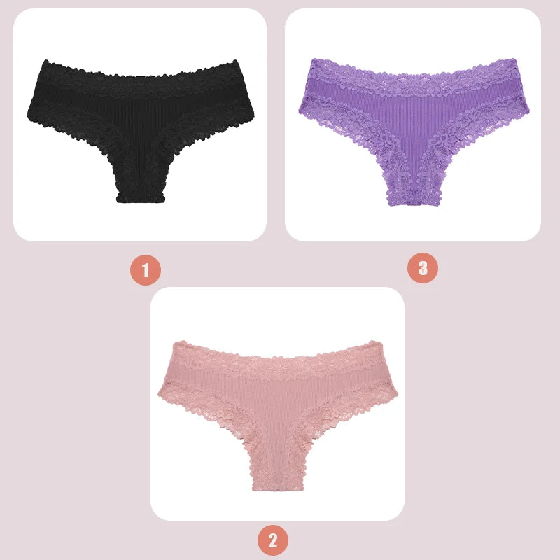 3/5PCS Lace Seamless Cotton Panties