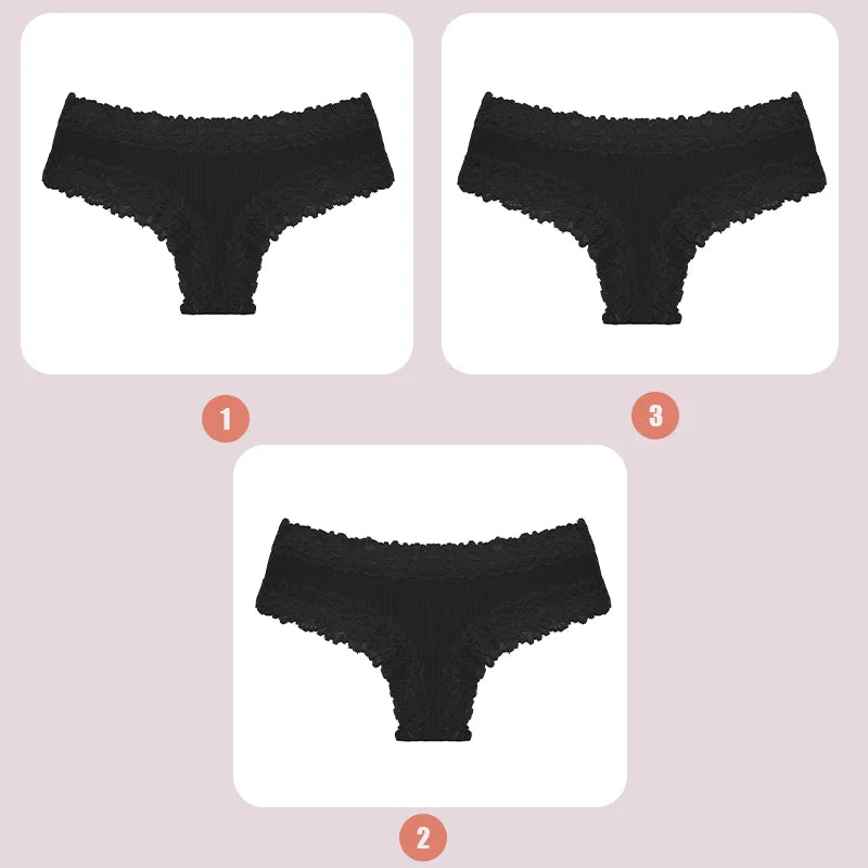 3/5PCS Lace Seamless Cotton Panties