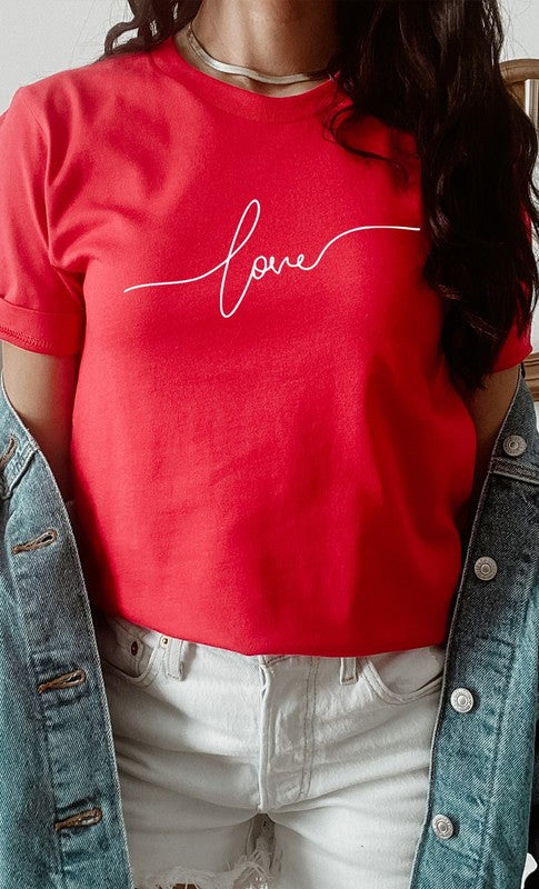 Love in Cursive Script Valentines Day Graphic Tee