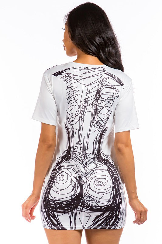 SEXY GRAPHIC T-SHIRT DRESS