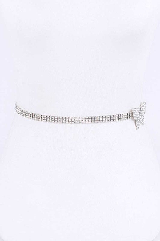 Rhinestone Butterfly Chain Belt