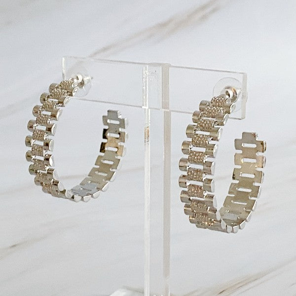 Golden Watch Band Hoop Earrings