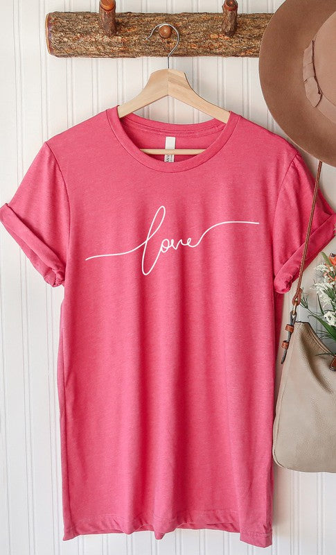 Love in Cursive Script Valentines Day Graphic Tee