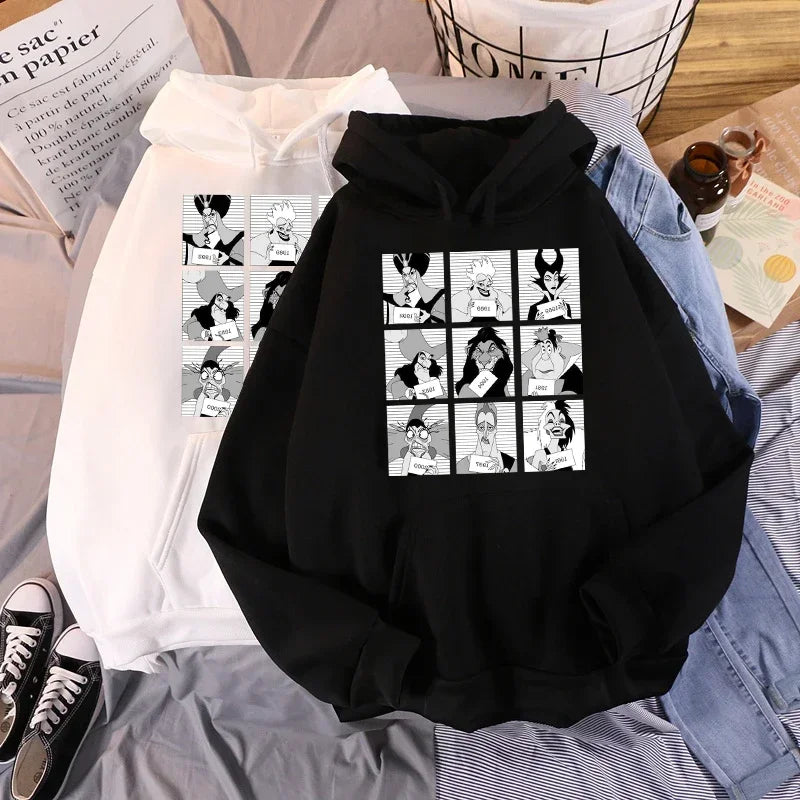 Disney Graphics Print Women Hoodie New Fashion Villains Bad Girl Have More Fun Hoodies Tops 90s Harajuku Gothic Hooded Clothing