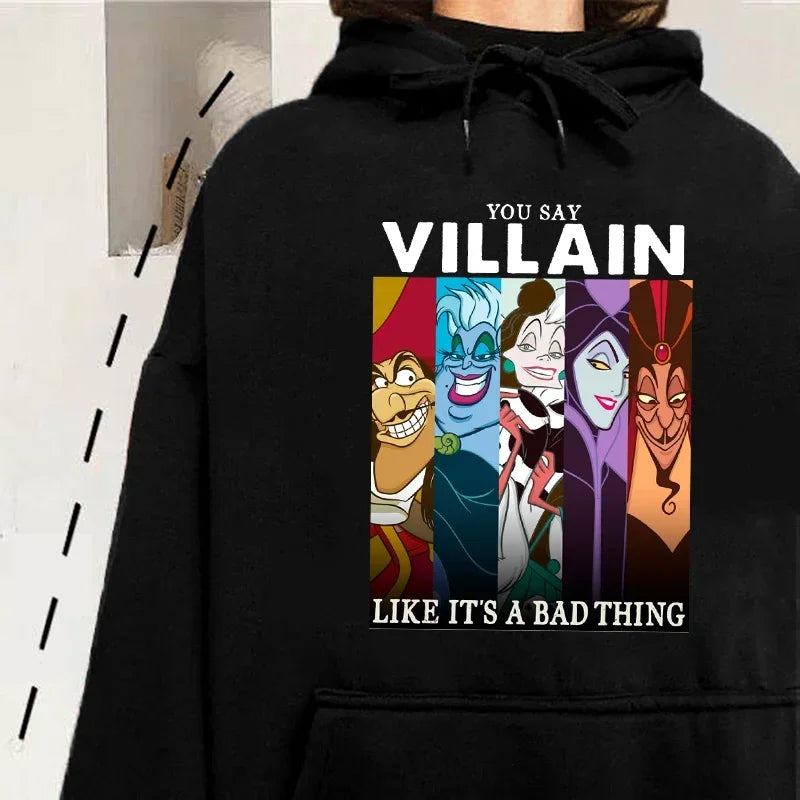 Disney Graphics Print Women Hoodie New Fashion Villains Bad Girl Have More Fun Hoodies Tops 90s Harajuku Gothic Hooded Clothing