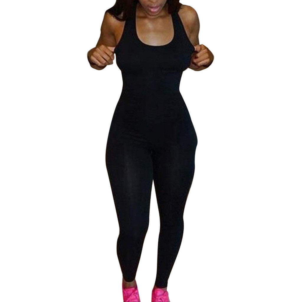 Women's Sexy Elastic Slim Fit Rompers Summer Sports Jumpsuit Womens Jumpsuit Casual Skinny Sportswear Female One Piece Jumpsuit