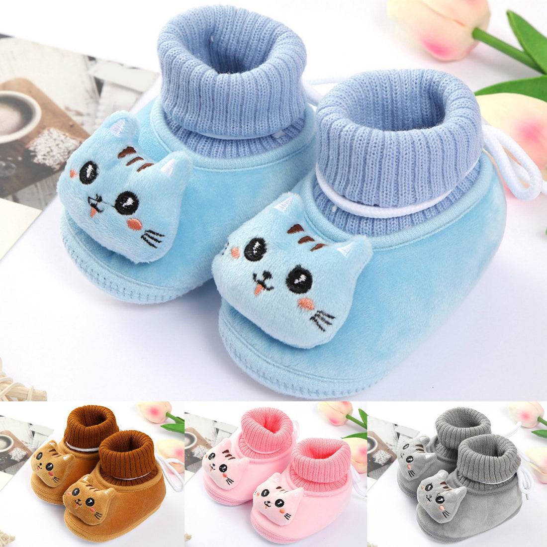 Baby Cartoon Shoes Toddler Shoes Boys And Girls Flat Socks Elastic Rope Non Slip Warm Comfortable Cute Cartoon Cat zapatillas