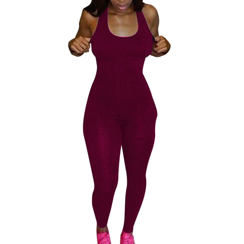 Women's Sexy Elastic Slim Fit Rompers Summer Sports Jumpsuit Womens Jumpsuit Casual Skinny Sportswear Female One Piece Jumpsuit