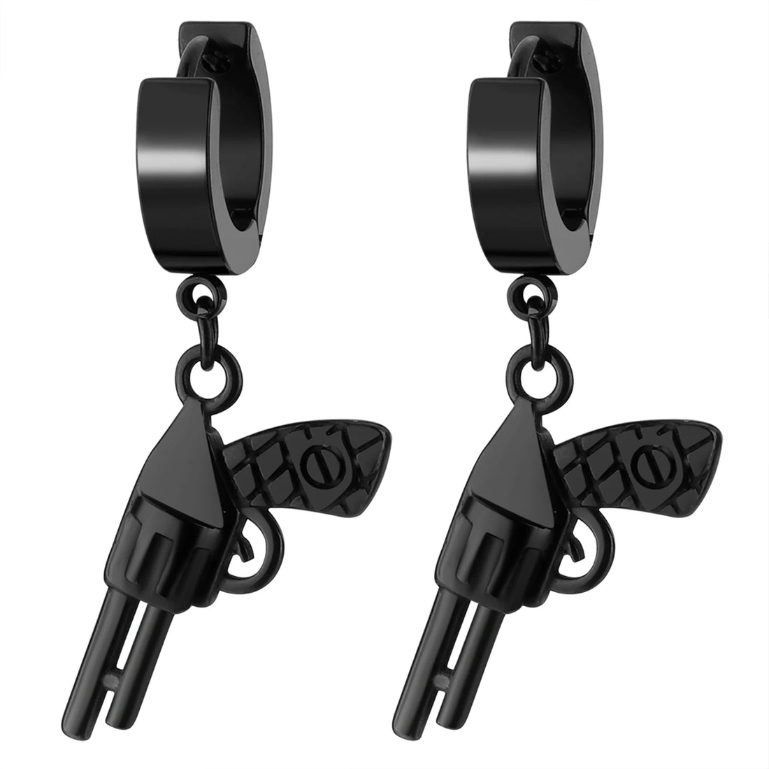 BONISKISS Trendy Vintage Pistol Gun Shaped Dangle Earring Hoop