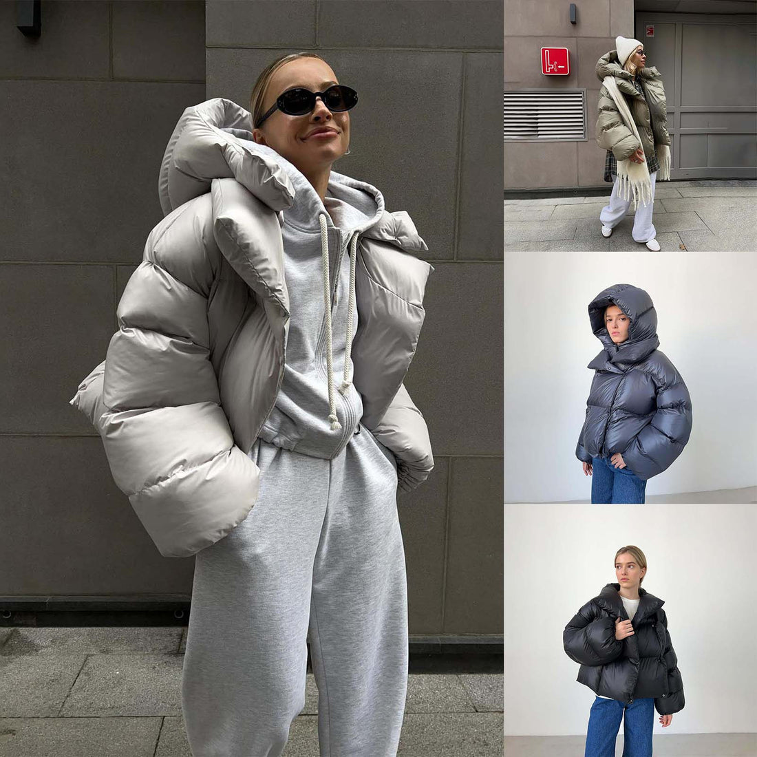 Winter Quilted Jacket Women Thick Warm Parkas Cropped Hooded Jackets High Street Solid Cotton Padded Outwear Puffer Outwear