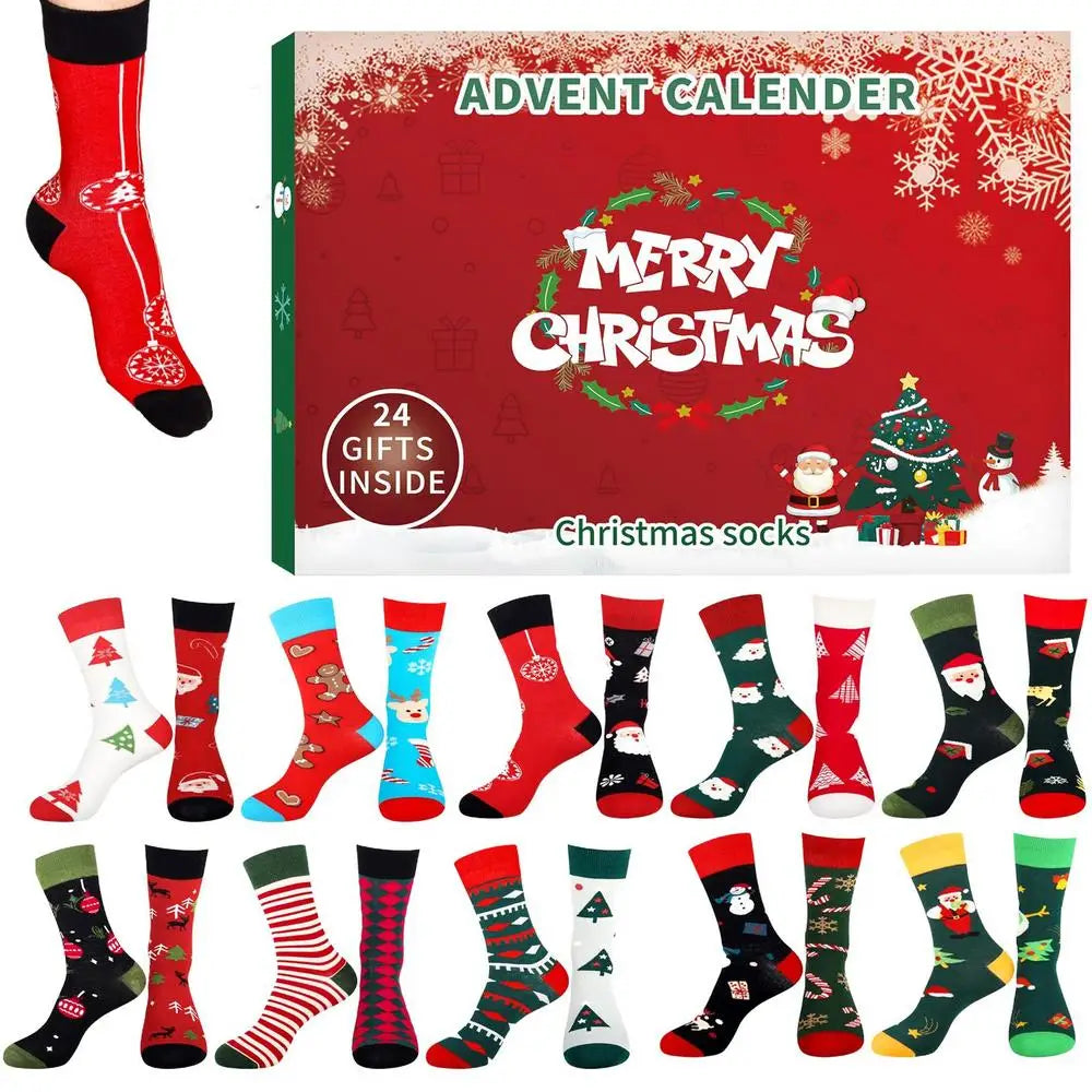 24 Days Funny Christmas Socks Gift Box 2025 Countdown Fun Christmas Socks