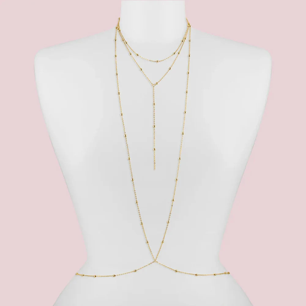 Stonefans Metal Bead Bra Chain Necklace