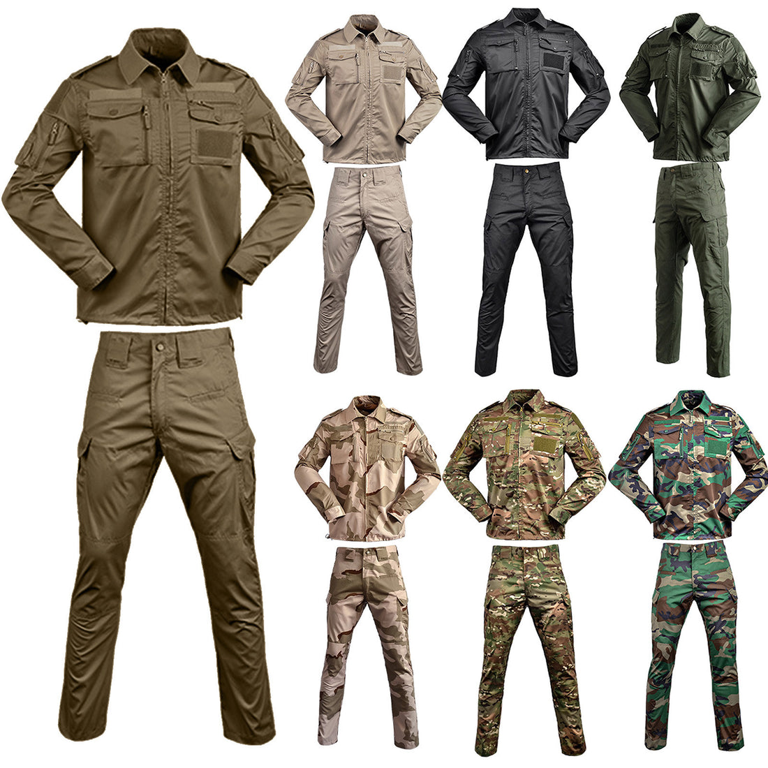 Men Breathable Camo Hunting Clothes Cargo Suits Camping Training Suit