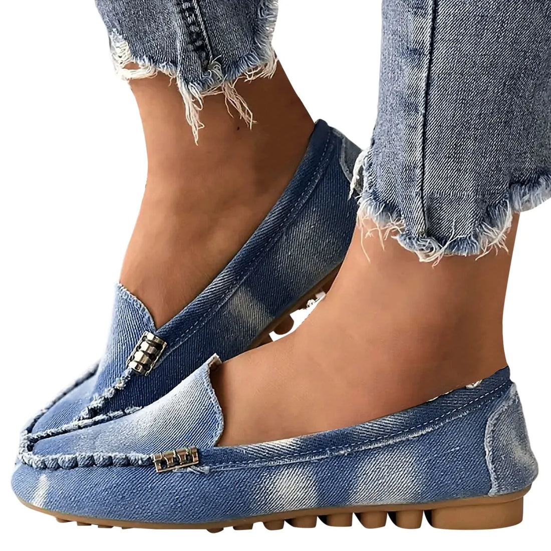 Walking Flat Shoes For Women Round Toe Thick Bottom Casual Denim Shoes Spring And Autumn Vintage Chunky Sneakers Ladies Flats