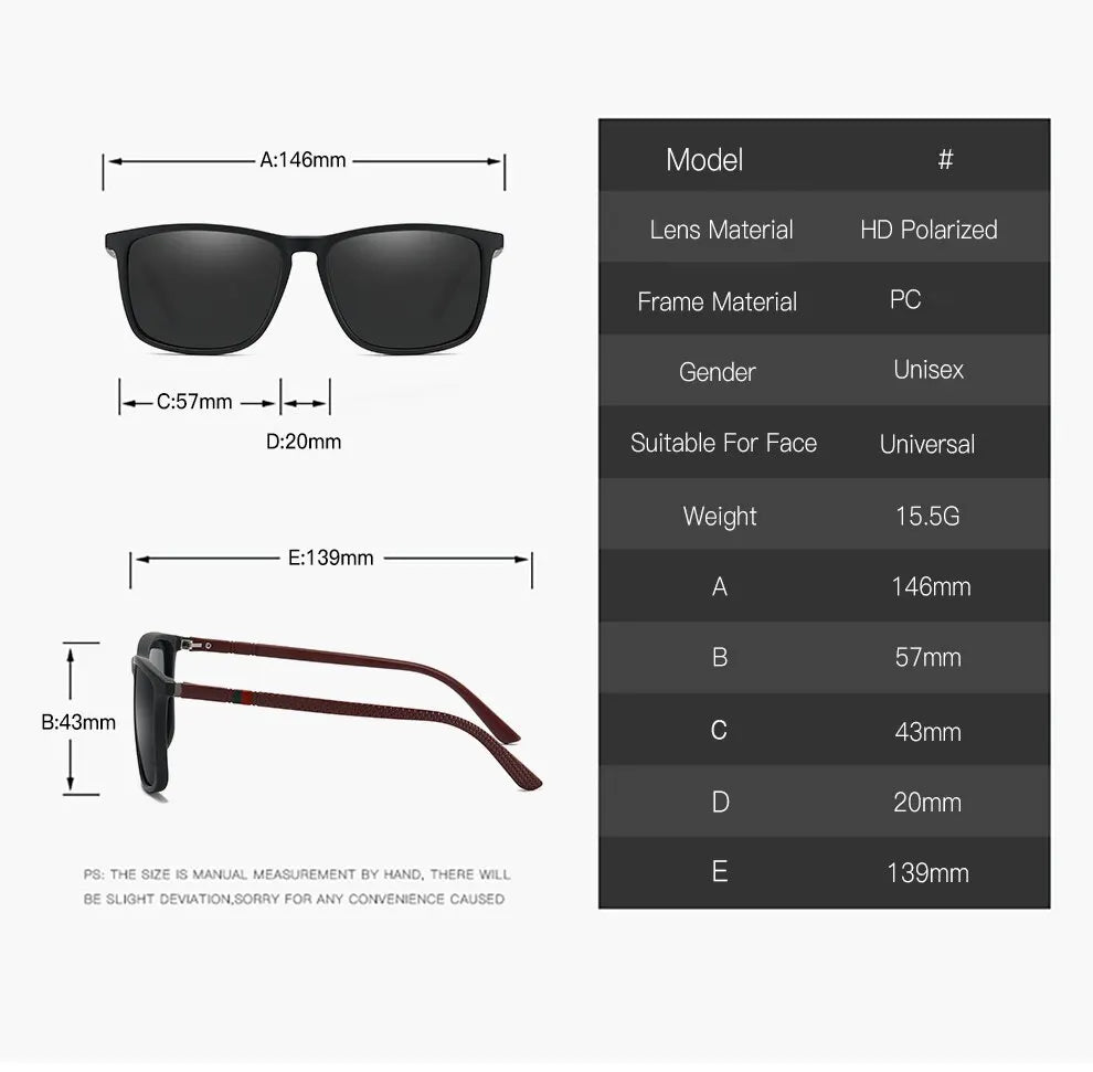 Luxury Vintage Square Polarized Sunglasses