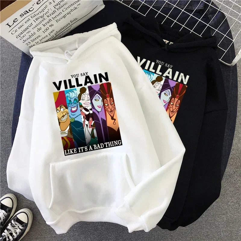 Disney Graphics Print Women Hoodie New Fashion Villains Bad Girl Have More Fun Hoodies Tops 90s Harajuku Gothic Hooded Clothing