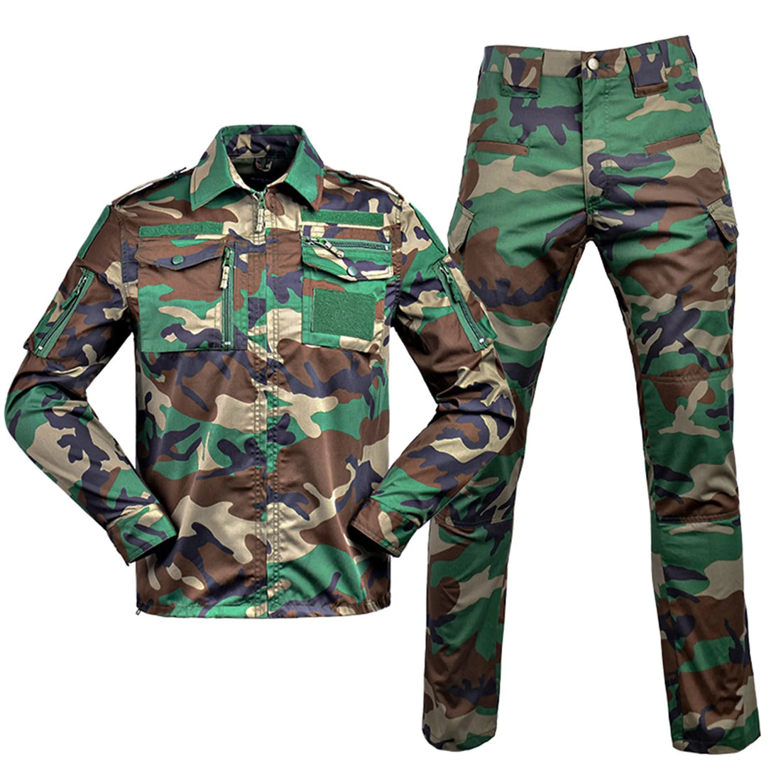 Men Breathable Camo Hunting Clothes Cargo Suits Camping Training Suit