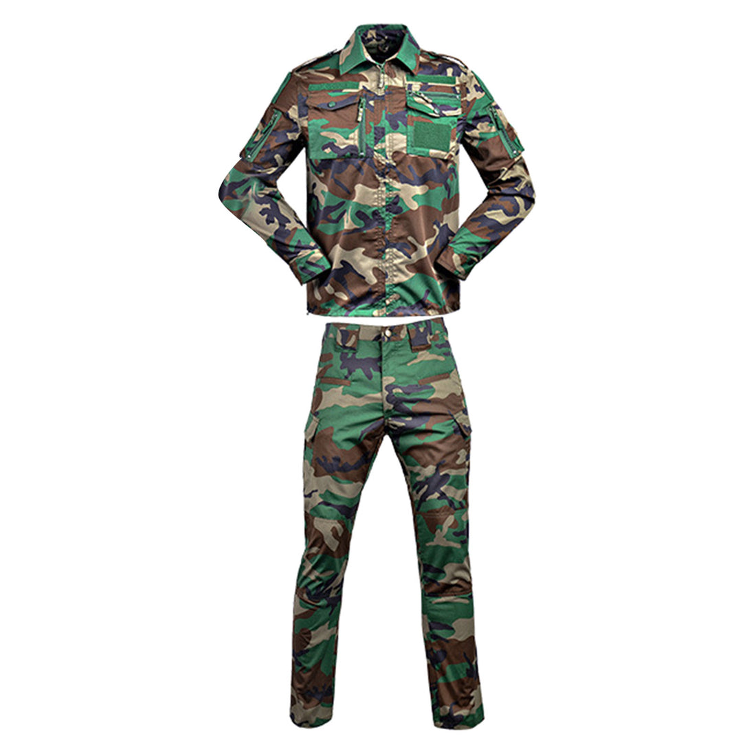 Men Breathable Camo Hunting Clothes Cargo Suits Camping Training Suit