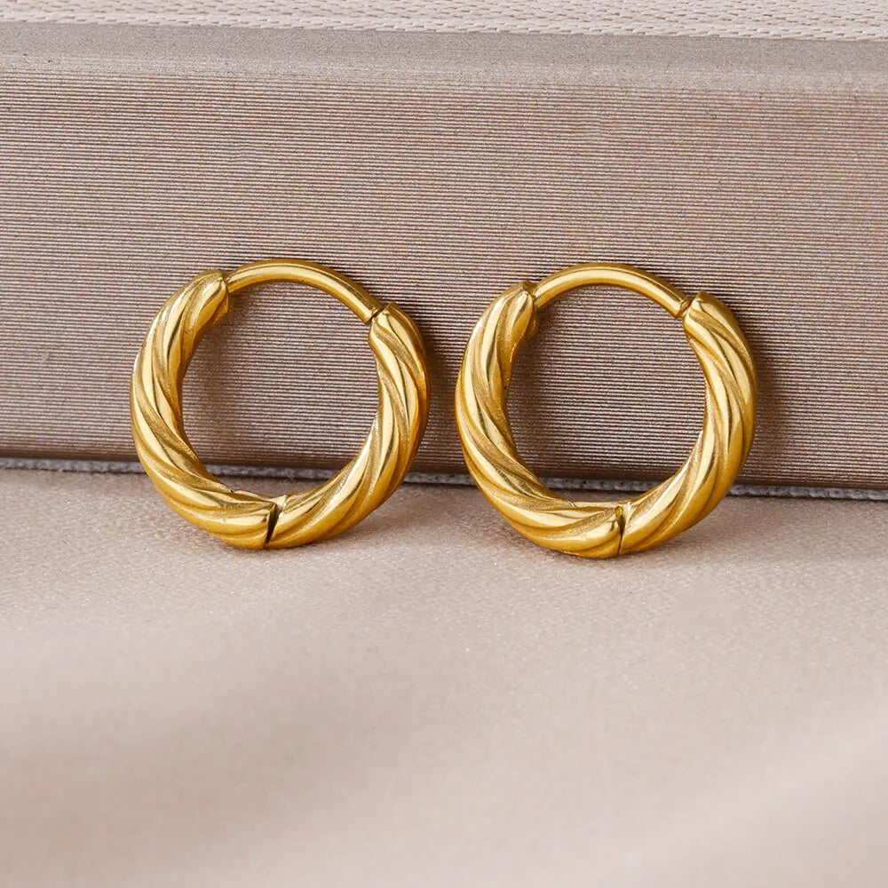 Stainless Steel Vintage Round Hoop Earrings For Women Earring Statement Ear Christmas Jewelry