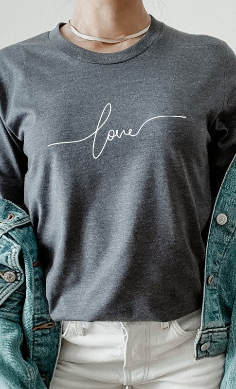 Love in Cursive Script Valentines PLUS Graphic Tee